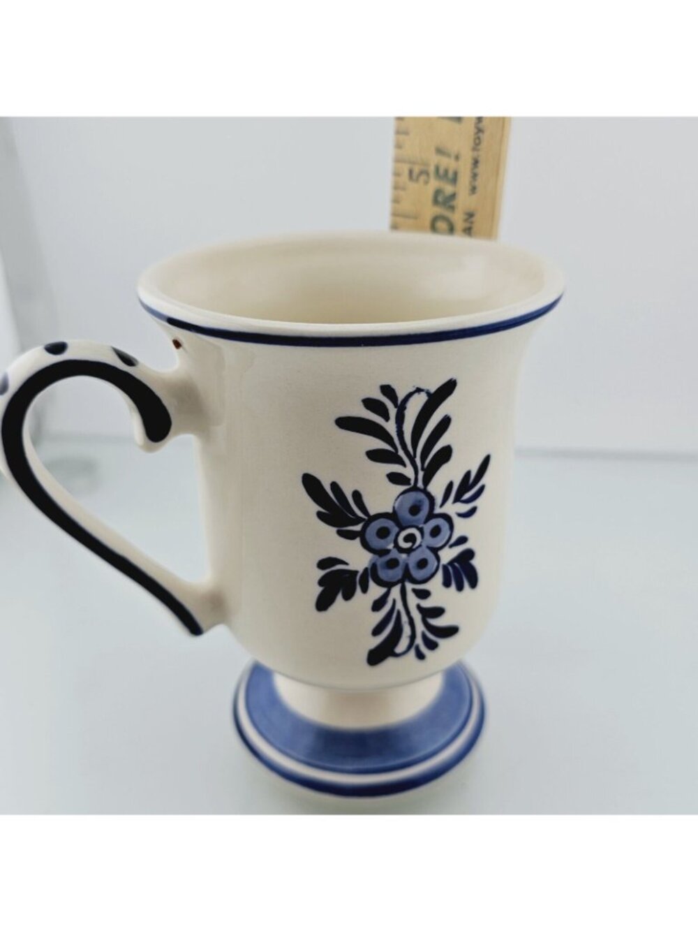 Delft Blue Pottery Mug Handpainted Windmill DAIC Holland Pedestal handle cup - Picture 4 of 12